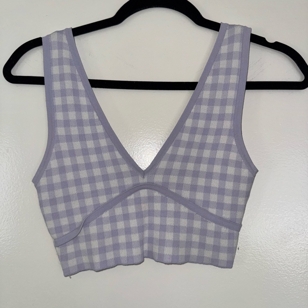 Zara Lilac Checkered Top